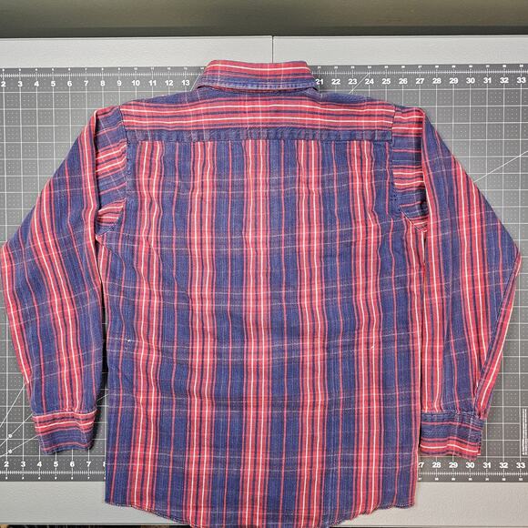Vintage Dee Cee Flannel Shirt Medium 70s Plaid Blue Red Heavy Workwear Grunge - Picture 9 of 13